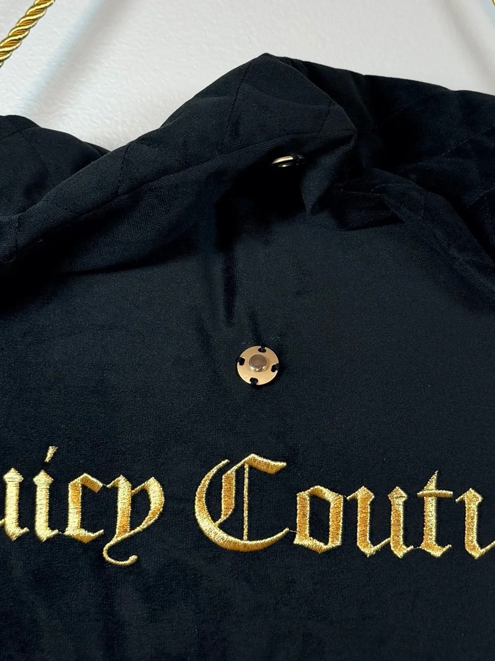 Juicy Couture Home Black Purse Decorative Pillow Gold Logo NWT 10x16